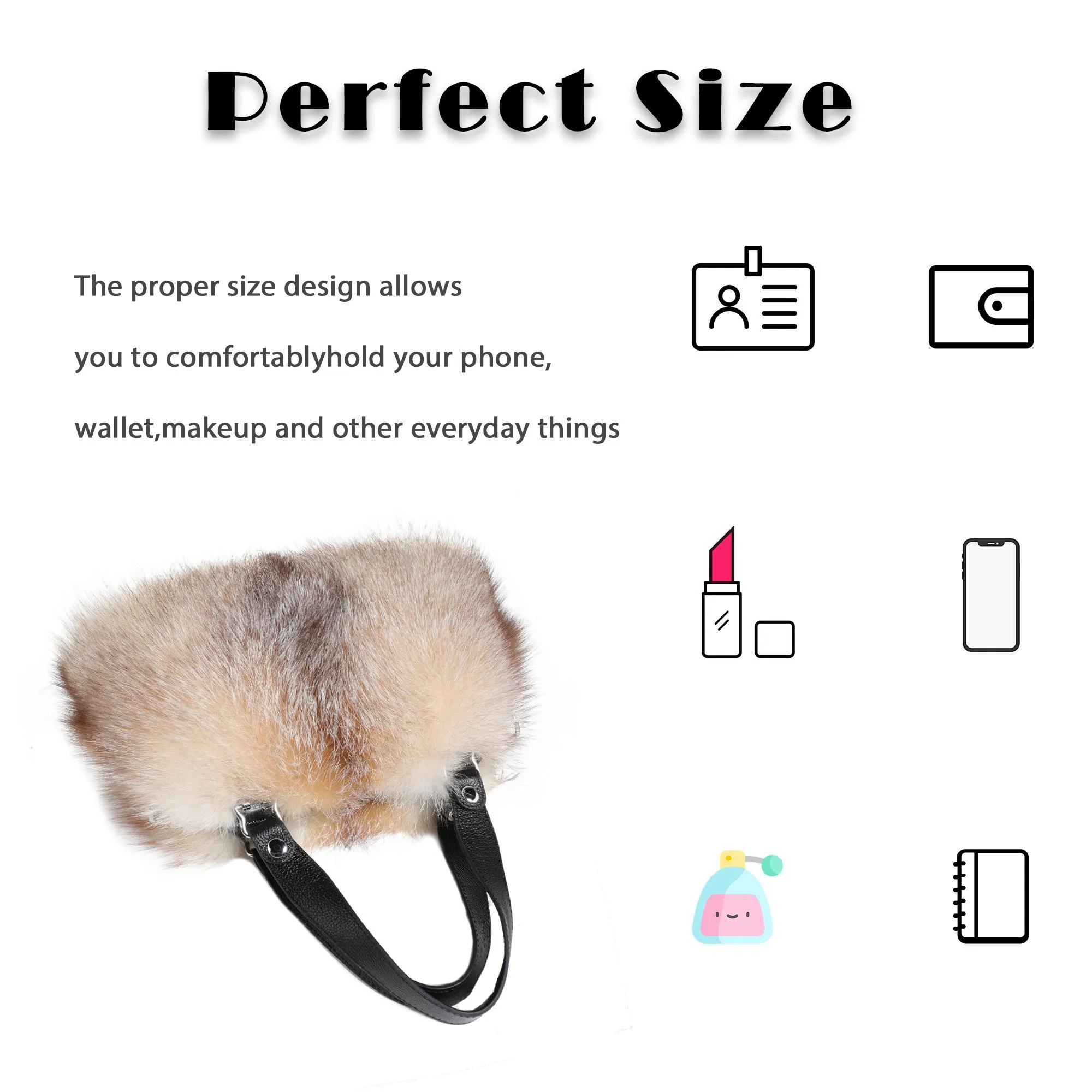 Women's Winter Fur Fox Handbag Leather Ladies Shoulder Bag FS19808