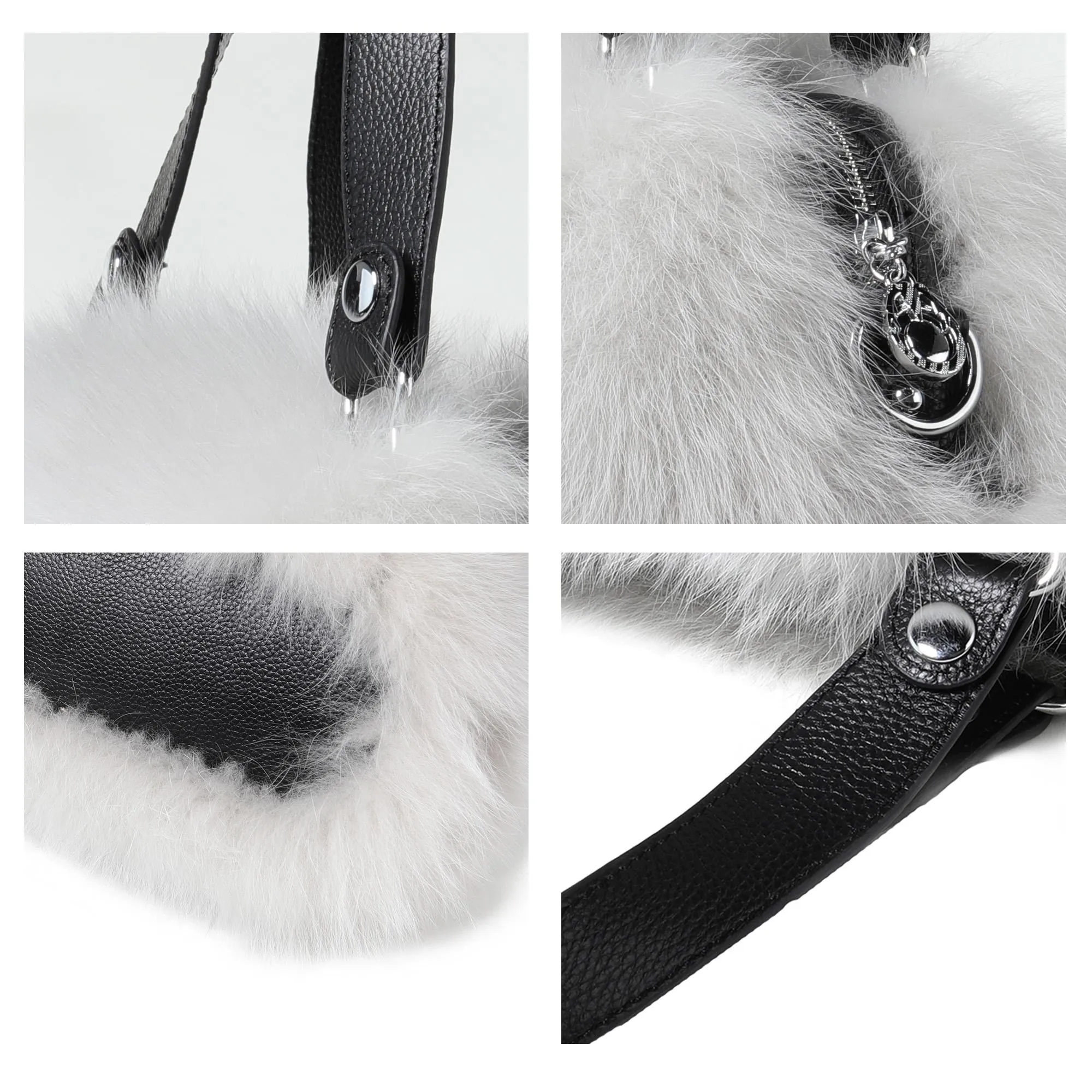 Women's Winter Fur Fox Handbag Leather Ladies Shoulder Bag FS19808