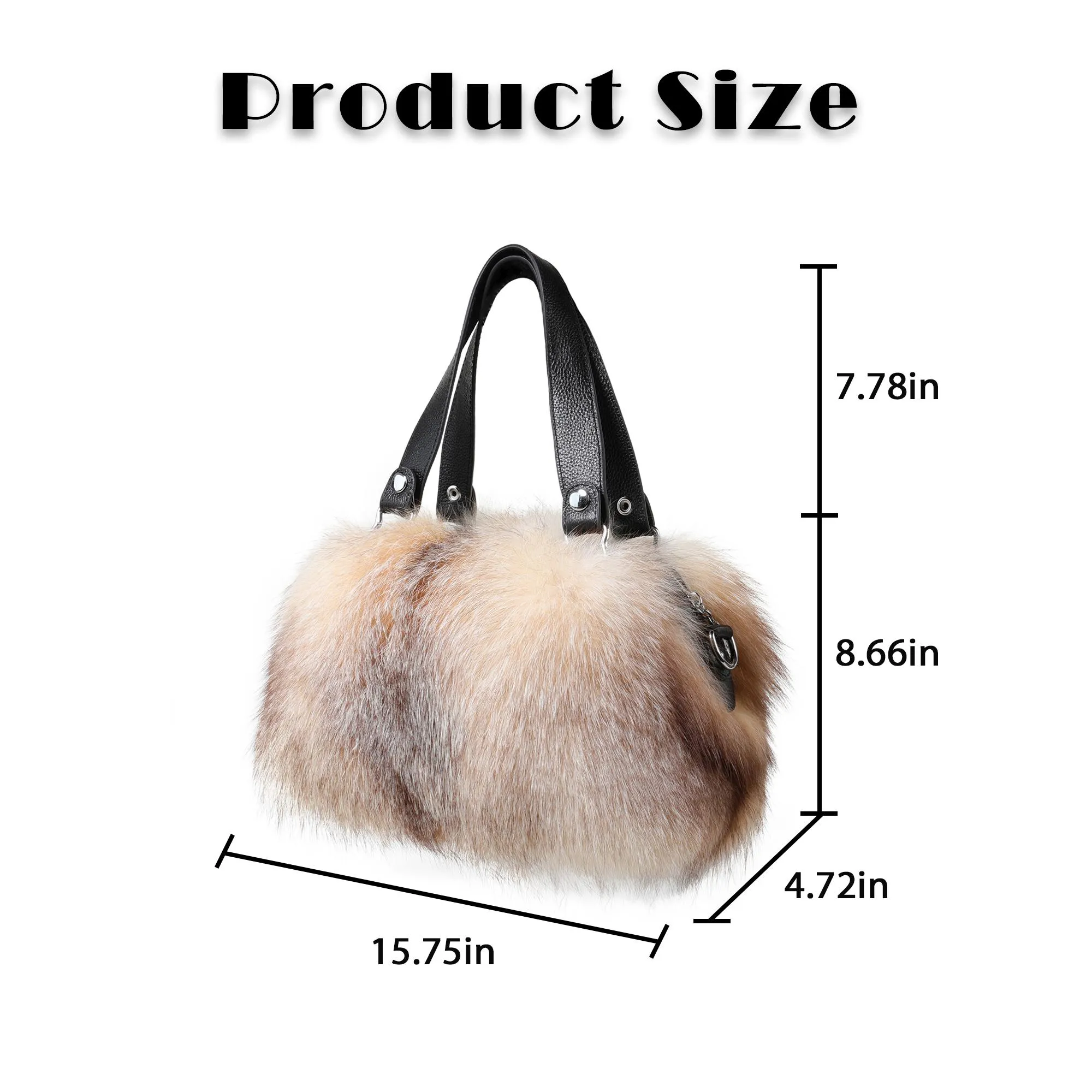 Women's Winter Fur Fox Handbag Leather Ladies Shoulder Bag FS19808