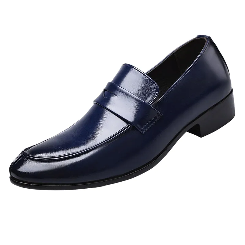 Yeknu Italian Holfredterse Men Oxford Brogues Formal Faux Leather Office Wide Fit Wedding Slip on Casual Business Flat Shoes 16-8833